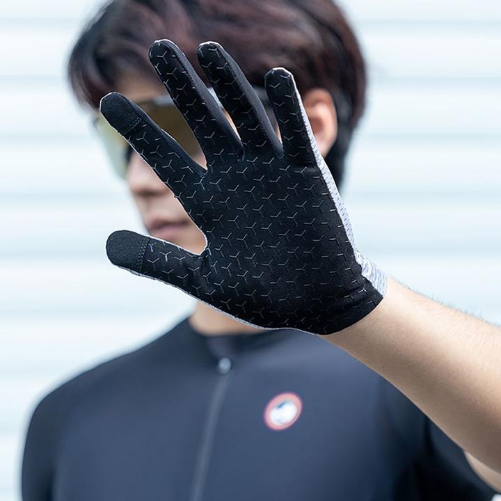 Actual product image Rockbros Breathable Full Finger Cycling Gloves, Size: L - Gray (L)