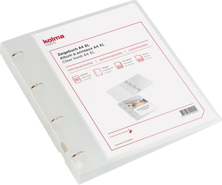 Actual product image Kolma Show book Vario A4 XL 4 rings filling height 2 cm colourless (A4, 29 mm, 1 Piece)