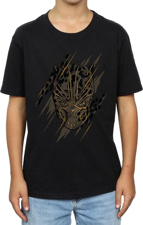 Actual product image Boys Black Panther Gold Head T-Shirt (140, 146)
