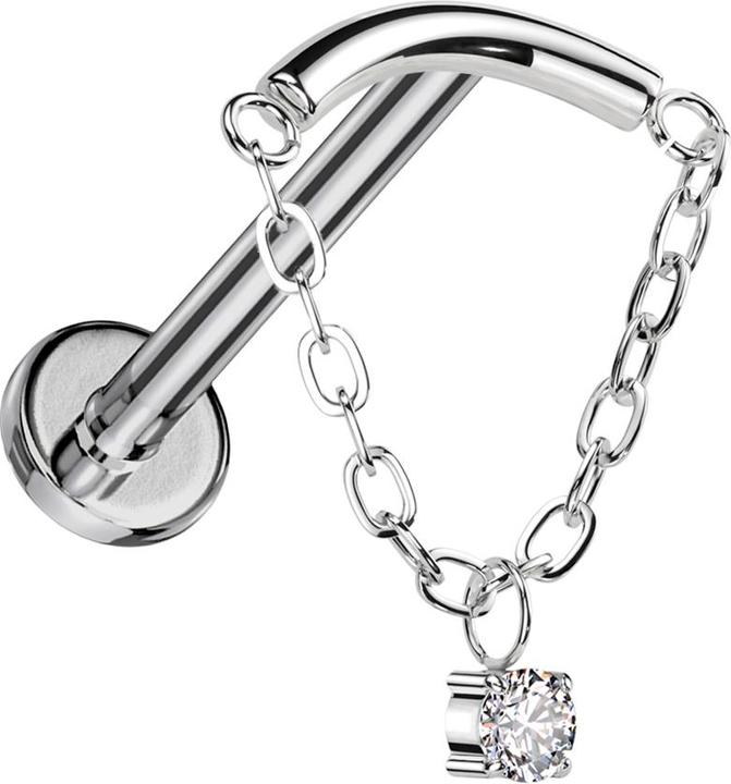 Produktbild Star Piercing Micro Labret Innengewinde silber stange silber Anhänger Kette Kristall silber (ohne Messing, Titan G23)