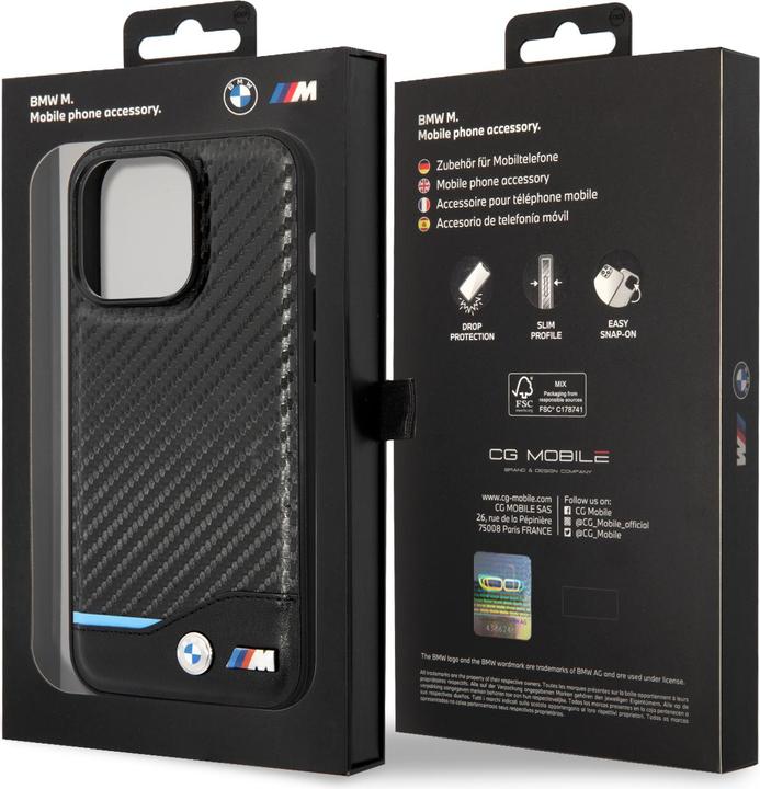 Produktbild BMW Etui BMHCP14L22NBCK iPhone 14 Pro 6,1" czarny/black Leather Carbon (Apple iPhone 14 Pro)