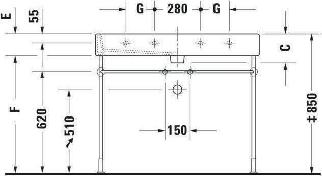 Image du produit Duravit Plan de toilette Vero 120 cm blanc 0454120000 (470 mm, 1200 mm)