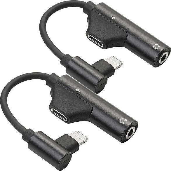 Auvisio Lot de 2 adaptateurs casque/chargeur pour iPhone (Jack 3.5mm, Lightning)
