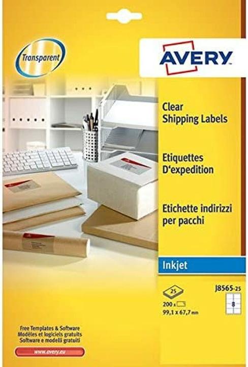 Actual product image Avery Clear Address Label - Inkjet - J8565 Transparent