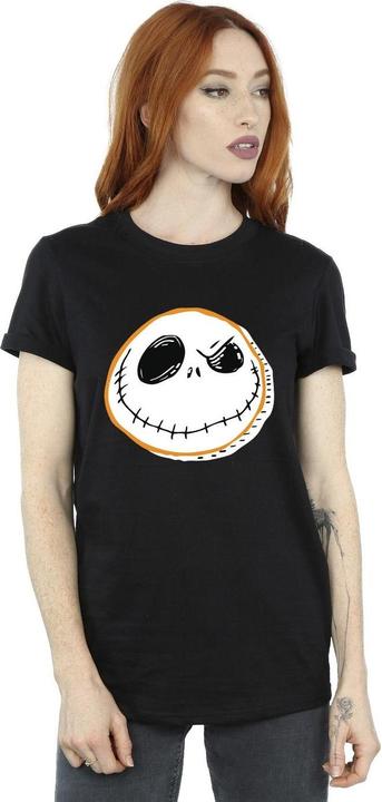 Actual product image Disney Womens/Ladies The Nightmare Before Christmas Jack Face Cotton Boyfriend T-Shirt (L)