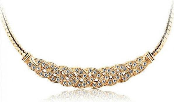 Immagine prodotto Hermex Collana LUXURY placcata in platino con zirconi - oro (Lega di rame, 42 cm)