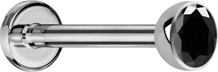 Immagine prodotto Star Piercing Micro labret argento con emisfero di cristallo nero (Titanio G23, senza ottone)