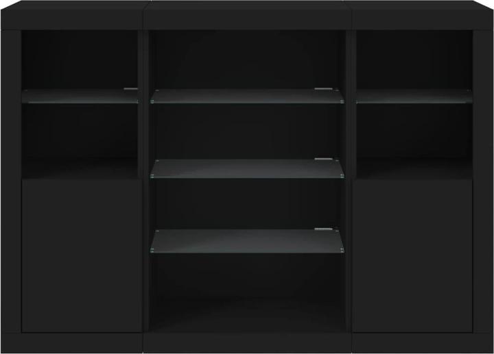 Image du produit VidaXL Sideboards avec lampes LED 3 pcs. noir (142.5 x 37 x 100 cm)