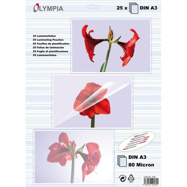 Produktbild Olympia 1x25 Laminierfolien DIN A3 80 micron (A3, 25 Stück, 80 µm)