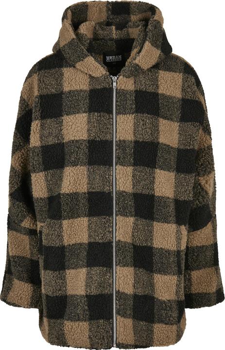 Urban Classics Ladies Hooded Oversized Check Sherpa Jacket