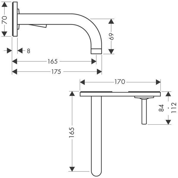 Produktbild Axor Uno Einhebel-Waschtischmischer Unterputz, Platte für Wandmontage, Ausladung 165mm