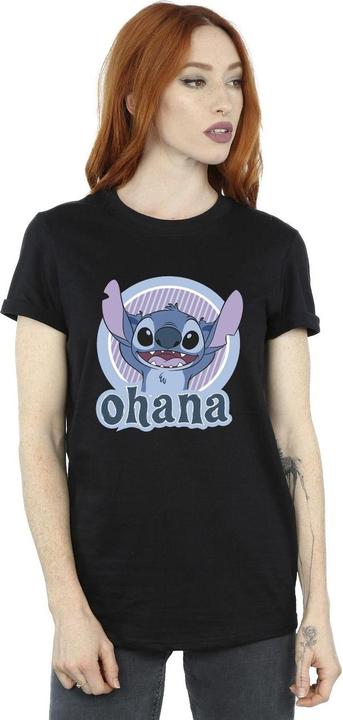 Actual product image Disney Womens/Ladies Lilo And Stitch Ohana Circle Cotton Boyfriend T-Shirt (XXL)