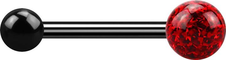 Image du produit Star Piercing Barbell schwarz mit Kugel und Kristallkugel rot Epoxy Schutzschicht (Titane G23, sans laiton)