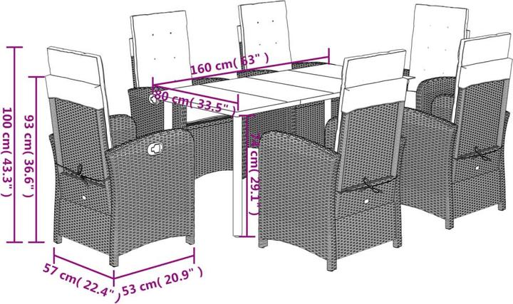 Produktbild VidaXL 10-tlg. Garten-Lounge-Set mit Kissen (57 cm)
