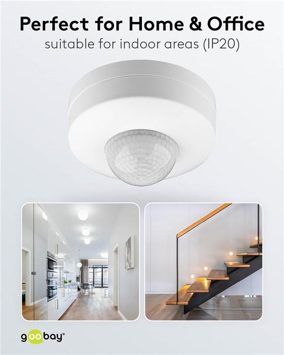 Immagine prodotto Goobay Rivelatore di movimento PIR a soffitto, a parete (12 m)