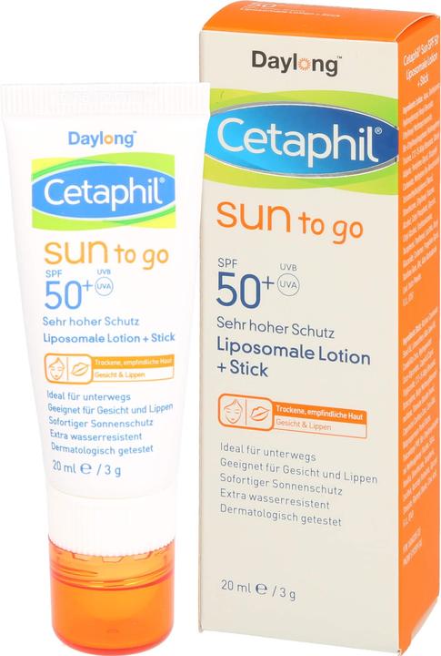 Produktbild Daylong Cetaphil Sun to go liposomale Lotion + Stick SPF 50+, 20 ml Lösung (Sonnenlotion, SPF 50+, 20 ml)