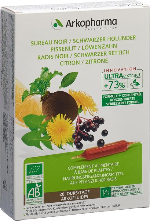 Produktbild Arkopharma Arkofluide Bio Holunder Rettich Löwenzahn Zitrone (20 Stück, Ampulle, 360 g)
