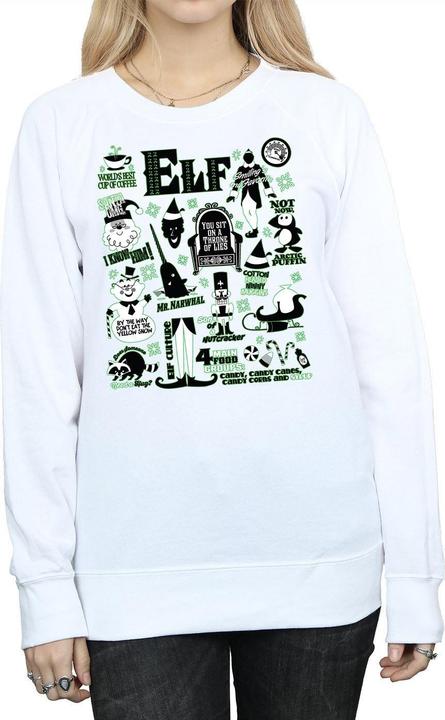 Actual product image Elf Womens/Ladies Infographic Poster Sweatshirt (M)