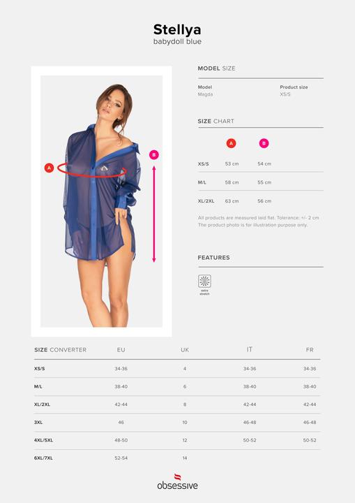 Productafbeelding Obsessive Stellya babydoll blauw XL/2XL (XXL)
