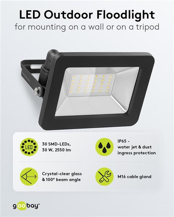 Actual product image Goobay Outdoor spotlight (2560 lm, IP65)