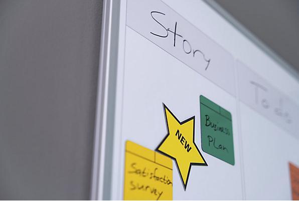 Actual product image eurokraft basic Task board for Scrum and Kanban, varnished, with 5 lanes, WxH 2000 x 1200 mm.
