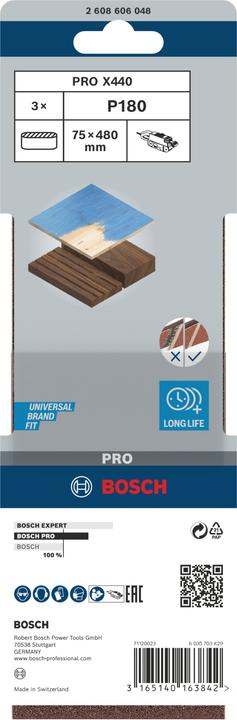 Actual product image Bosch Professional Zubehör PRO X440 sanding belt, 75 x 480 mm, G180 (180)