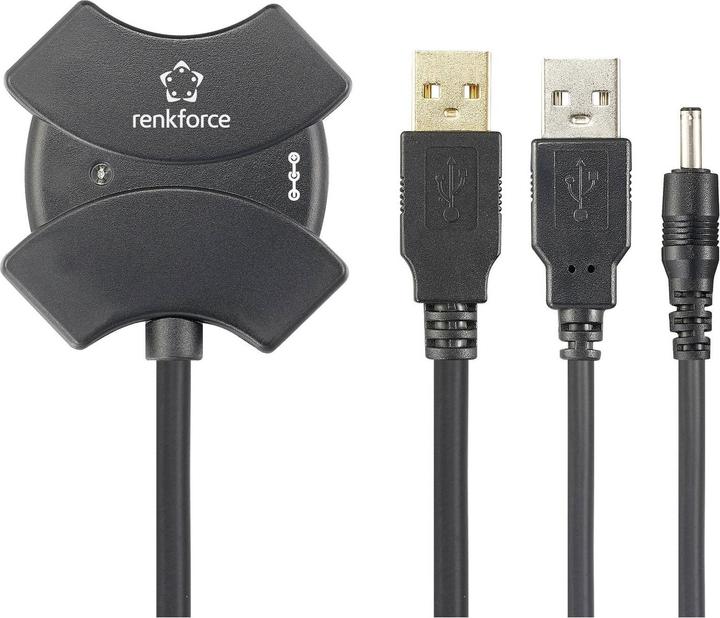 Actual product image Renkforce RF-6270930 4 port USB 2.0 hub with built-in repeater Black (USB-A, 4 Ports)