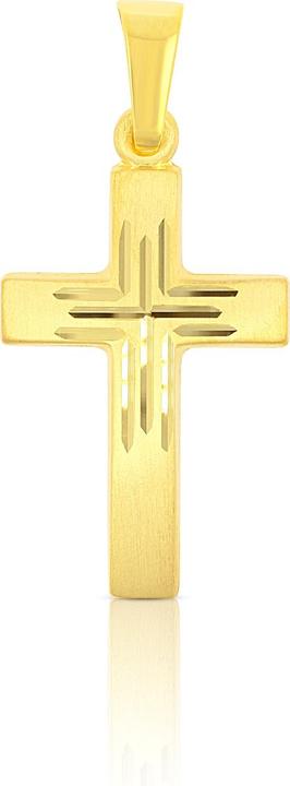 Actual product image Muau Pendant cross yellow gold 750, 25x12mm (Satin-finished with fantasy cross cut)