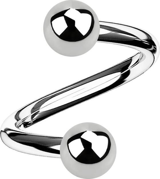 Actual product image Star Piercing Micro spiral silver with two balls (without brass, Surgical steel 316L)