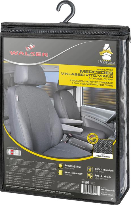 Image du produit Walser Housses de siège pour Mercedes Viano et Vito W638 & W639 pour 2 ES pour accoudoir intérieur BJ