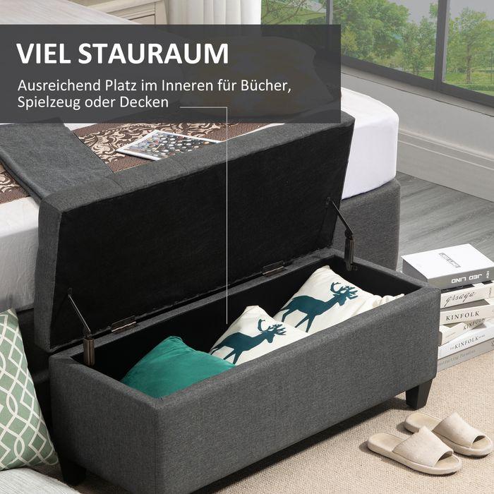 Actual product image Swisshandel24 Bench Upholstered bench with storage space Chest bench Hallway Bedroom Living room Linen-like (100 cm)