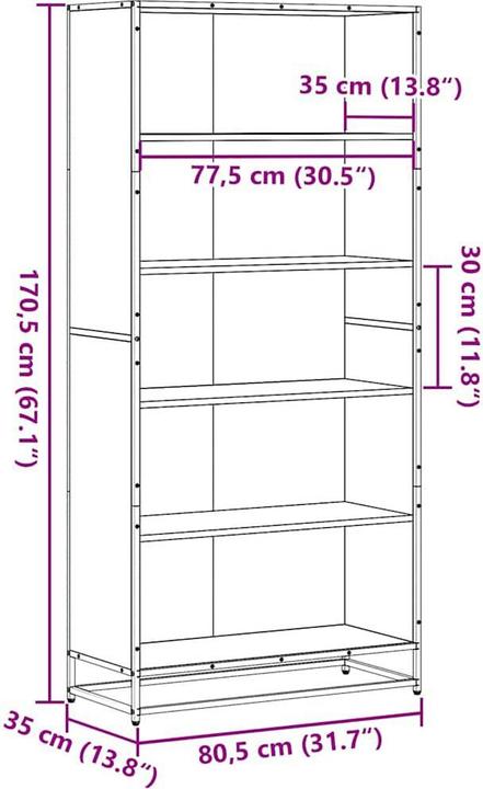 Produktbild VidaXL Bücherregal Regal Standregal Büroregal Aufbewahrungsregal Räuchereiche