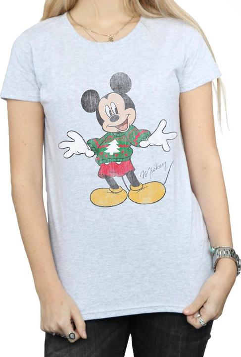 Actual product image Disney Womens/Ladies Mickey Mouse Christmas Jumper Cotton T-Shirt (XL)