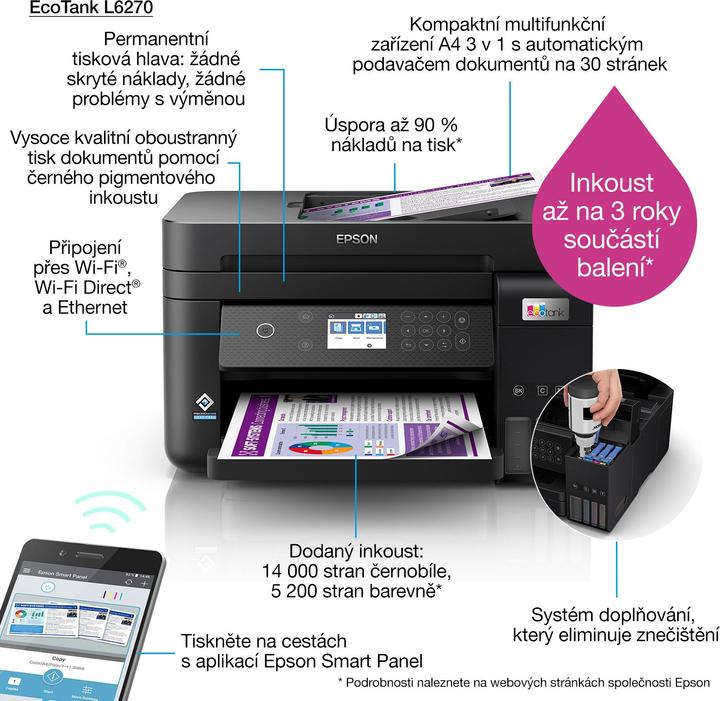 Actual product image Epson L6270 Inkjet DPI WLAN (Ink tank, Colour)