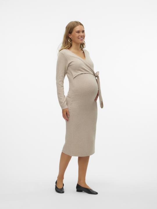 Immagine prodotto Mamalicious Vestibilità regolare Scollo a V Polsini a coste Maniche strette Abito midi Abito in maglia (XL)