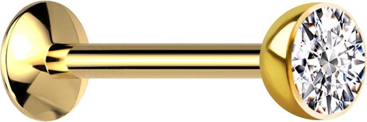 Image du produit Star Piercing Micro Innengewinde Labret UFO vergoldet Halbkugel mit Kristall silber (sans laiton, Titane G23)