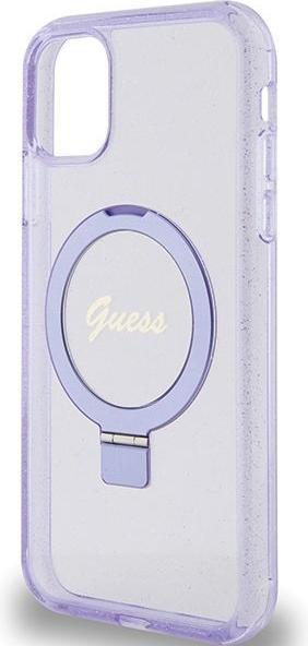Produktbild Guess GUHMN61HRSGSU iPhone 11 / Xr 6.1" fioletowy/purple hardcase Ring Stand Script Glitter MagSafe (Apple iPhone 11)