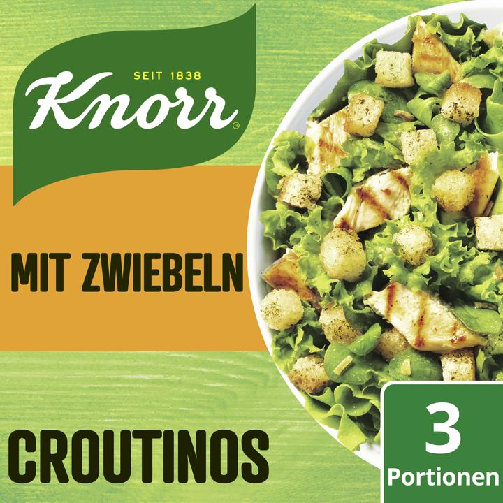 Actual product image Knorr Salad Coronation Croûtinos with onions bag, crunchy bread pieces croutons, ideal for salad (25 g)