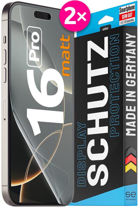 Actual product image Smart Engineered se 3D protective film Apple iPhone 16 Pro anti-glare (PU 2) (2 Piece, Apple iPhone 16 Pro)
