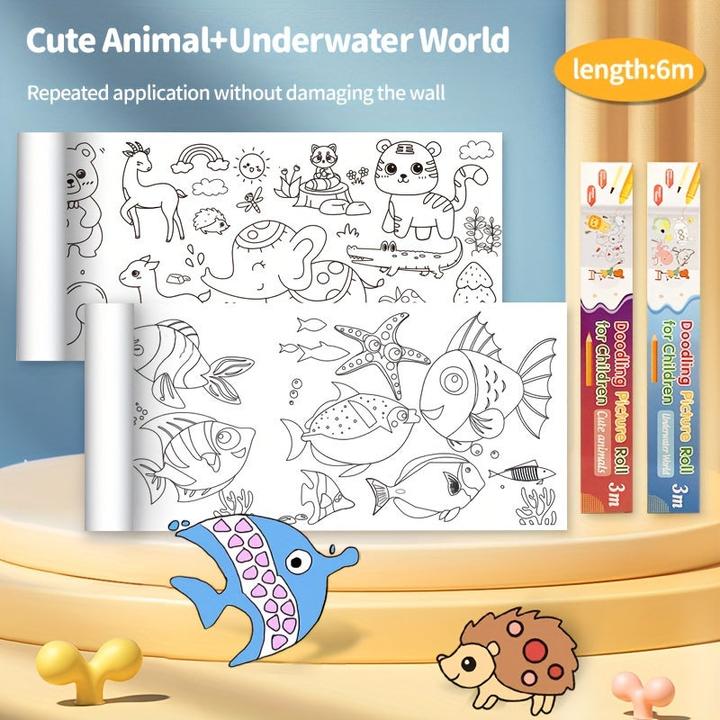 Produktbild Activity Board Doodle Malerei Rolle, DIY Malerei Farbe Füllen, lange Bild Malerei Rolle, Kinder Zeichnung Rolle