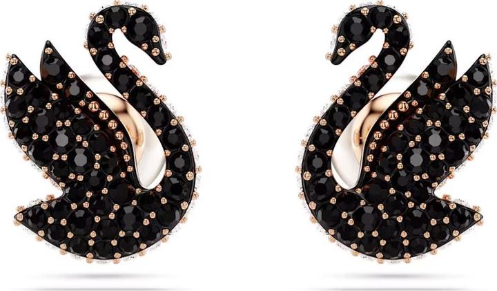 Swarovski Iconic Swan Ohrstecker Schwan Schwarz Roségold (Swarovski Metall)