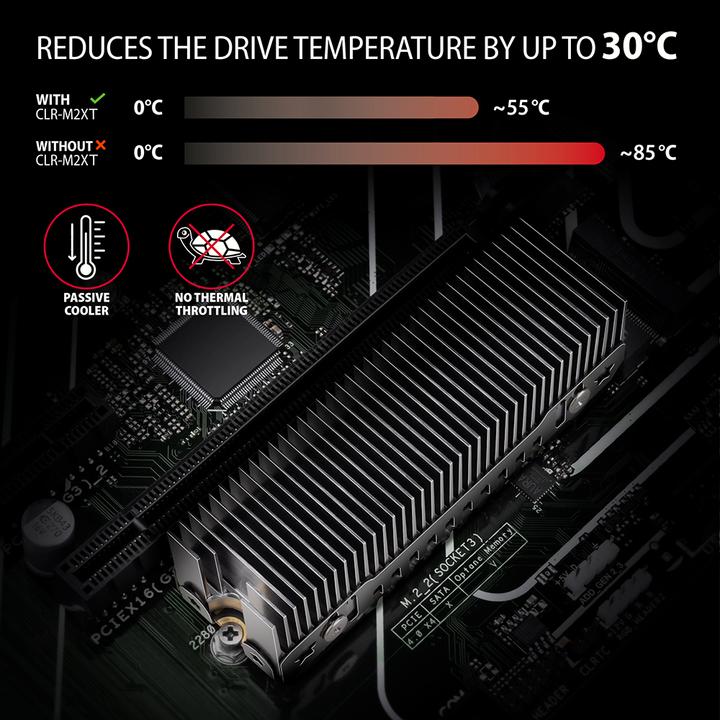 Produktbild Axagon CLR-M2XT M.2 SSD Passivkühler, Aluminium - 2280