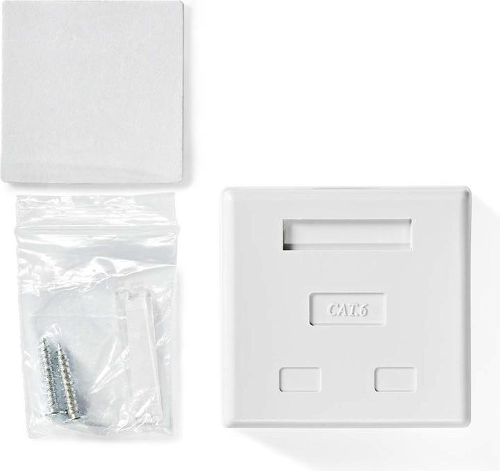 Actual product image Nedis Network Wall Box On-Wall 2 Port(s) STP CAT6 Straight Female Gold Plated PVC White Polybag