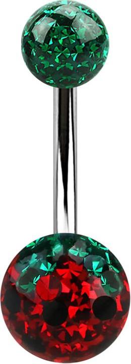 Produktbild Star Piercing Banane silber mit Kristall Kugel grün und Erdbeere Epoxy Schutzschicht (Chirurgenstahl 316L)