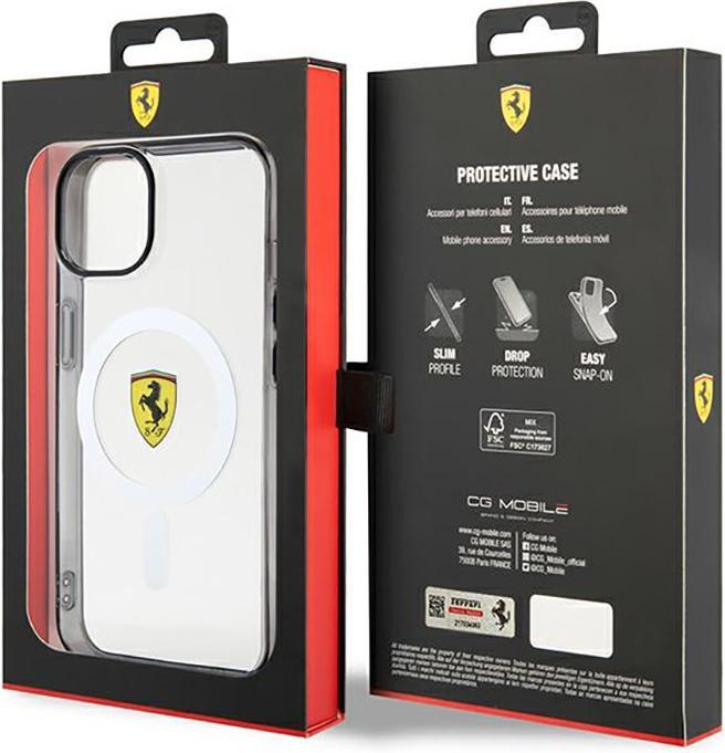 Actual product image Ferrari FEHMP14MURKT iPhone 14 Plus 6.7" clear/transparent hardcase Outline Magsafe (Apple iPhone 14 Plus)