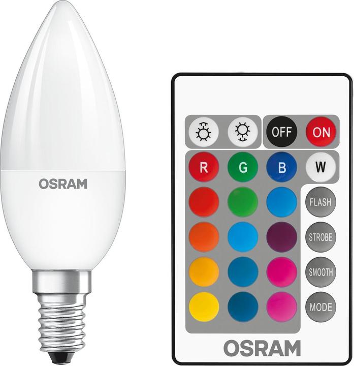 Immagine prodotto Osram Lampade a led retrofit Rgbw con telecomando (E14, 25 W, 250 lm, 1 x, G)
