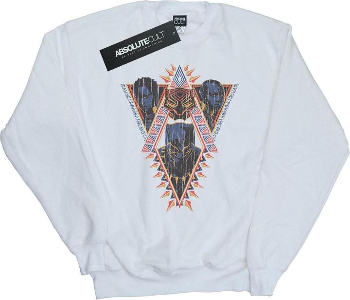 Actual product image Mens Black Panther Tribal Heads Cotton Sweatshirt (L)