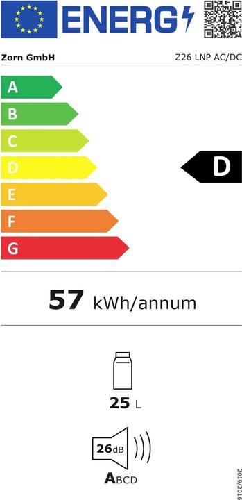 Energy Label Zorn Battery cooler Cooler Z 26 Lnp 7,8Ah (25 l)