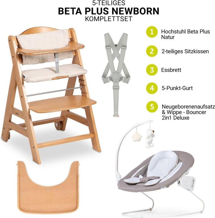 Produktbild Hauck Hochstühle Beta Plus Natural 5-tlg. Newborn Set - Hochstuhl + (Hochstuhl)