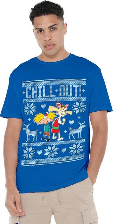 Actual product image Hey Arnold! Mens Chill Out Arnold & Helga Christmas Jumper T-Shirt (3XL)